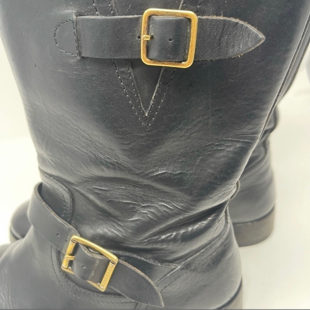 Burberry Wingfield Black Leather Moto Biker Boots Size 7.5 - Picture 4 of 13